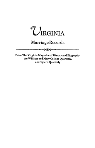 Beispielbild fr Virginia Marriage Records zum Verkauf von Samuel Lasenby Bookseller
