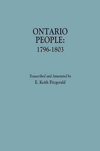Beispielbild fr Ontario People: 1796-1803 zum Verkauf von Chiron Media