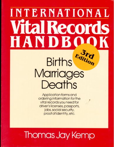 Imagen de archivo de International Vital Records Handbook a la venta por Better World Books