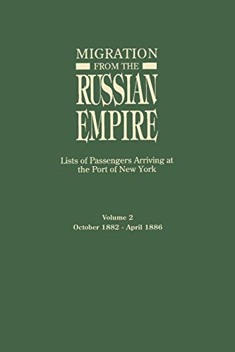 Beispielbild fr Migration from the Russian Empire: Lists of Passengers Arriving at the Port of New York. Volume II: October 1882-April 1886 zum Verkauf von Chiron Media