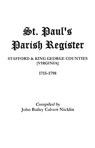 Imagen de archivo de St. Paul's Parish Register a la venta por Chiron Media