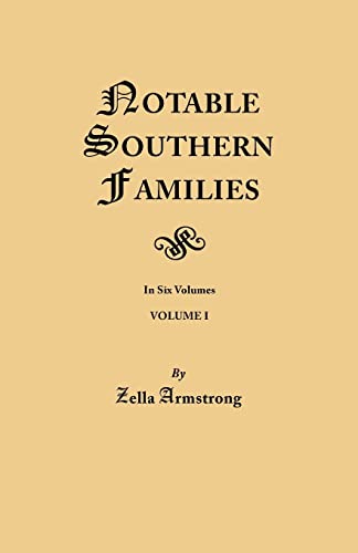 Stock image for Notable Southern Families Volume I 1 for sale by PBShop.store US