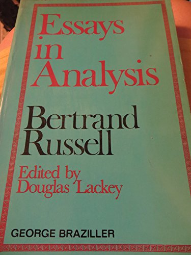 Beispielbild fr Essays in analysis zum Verkauf von Midtown Scholar Bookstore