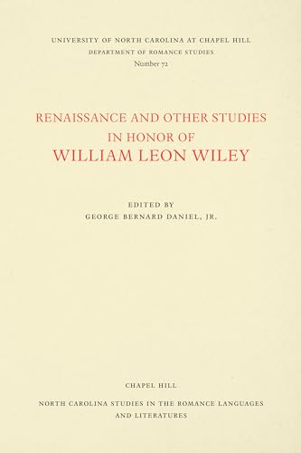 Beispielbild fr Renaissance and Other Studies in Honor of William Leon Wiley zum Verkauf von Blackwell's