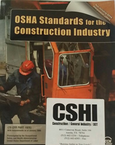 Stock image for OSHA Construction Industry Standards (OSHA 29 CFR 1926 2005 Edition) for sale by HPB-Red