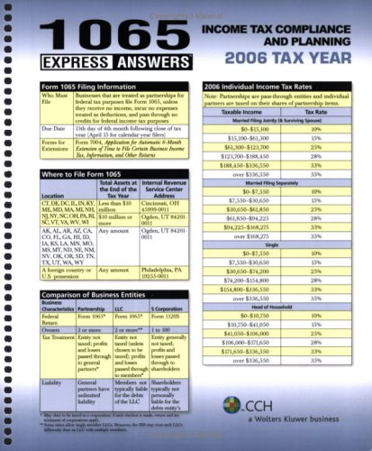 1065 Express Answers (2007) (9780808015512) by CCH Tax Law Editors