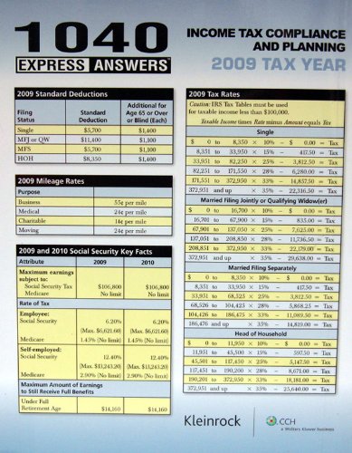 Beispielbild fr 1040 Express Answers for the 2009 Tax Year zum Verkauf von HPB-Red