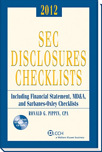 SEC Disclosures Checklists, (2012 Edition) W/ CD-ROM (9780808029205) by Ronald G. Pippin; CPA
