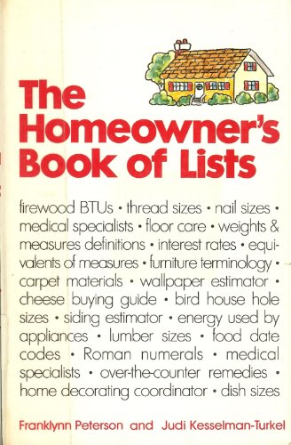 Beispielbild fr The homeowner's book of lists zum Verkauf von Wonder Book