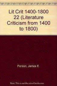 Imagen de archivo de Literature Criticism from 1400 to 1800 a la venta por Booksavers of MD