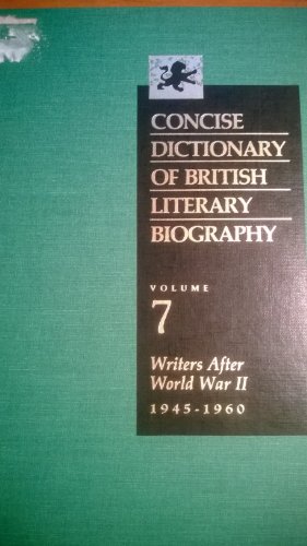 Stock image for Concise Dictionary of British Literary Biography for sale by Better World Books: West