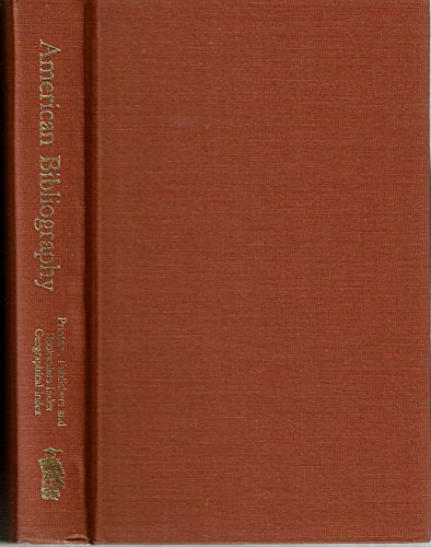 Beispielbild fr American Bibliography : A Preliminary Checklist 1801 to 1819 zum Verkauf von Better World Books