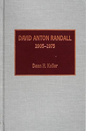 Imagen de archivo de David Anton Randall, 1905-1975 a la venta por Better World Books