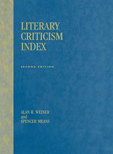 Beispielbild fr Literary Criticism Index zum Verkauf von Sessions Book Sales
