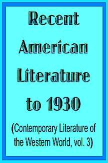 Stock image for Recent American Literature to 1930 for sale by Asano Bookshop