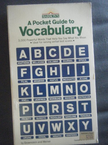 A Pocket Guide to Vocabulary (9780812028140) by Browstein, Samuel C.; Brownstein, Samuel C.; Weiner, Mitchel