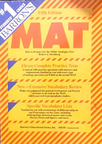 Beispielbild fr Barron's how to prepare for the MAT Miller analogies test (Barron's How to Prepare for the MAT) ( zum Verkauf von NEPO UG