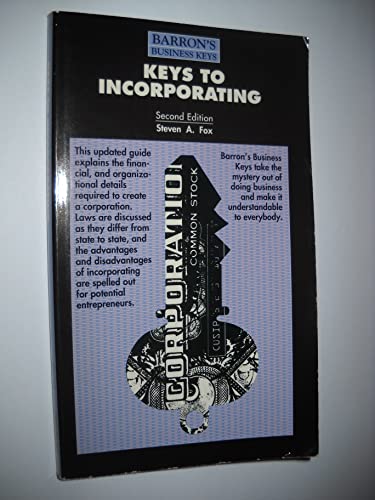 Stock image for Keys to Incorporating (Barron's Business Keys) for sale by HPB Inc.