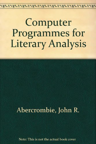 Beispielbild fr Computer Programs for Literary Analysis zum Verkauf von Better World Books