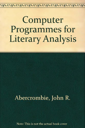 Imagen de archivo de Computer Programs for Literary Analysis a la venta por Better World Books