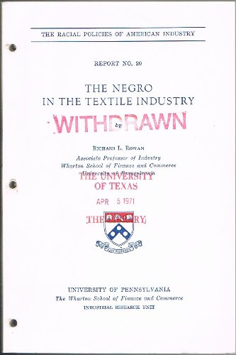 9780812290639: The Negro in the Textile Industry
