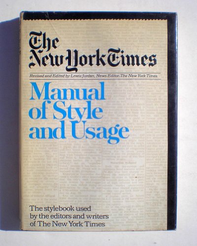 Beispielbild fr The New York Times Manual of Style and Usage zum Verkauf von Better World Books