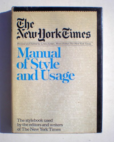 Imagen de archivo de The New York Times Manual of Style and Usage a la venta por Bygone Pages