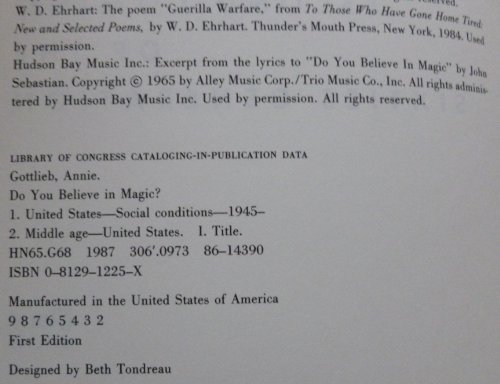 Beispielbild fr Do You Believe in Magic? : The Second Coming of the Sixties Generation zum Verkauf von Better World Books