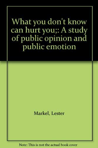 Stock image for What You Don't Know Can Hurt You; A Study of Public Opinion and Public Emotion for sale by Willis Monie-Books, ABAA