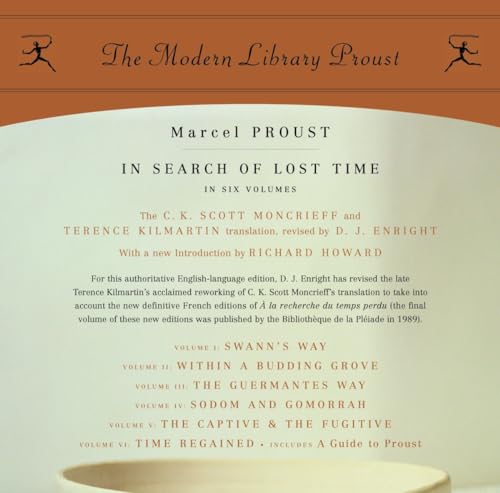 Beispielbild fr In Search of Lost Time: Complete in Six Volumes, Boxed, Modern Library Classics: Volume I: Swann's Way, Introduction by Richard Howard; Volume II: Within a Budding Grove; Volume III: The Guermantes Way; Volume IV: Sodom & Gomorrah; Volume V: The Captive & The Fugitive; & Volume VI: Time Regained, & A Guide to Proust (Complied by Terence Kilmartin & Revised by Joanna Kilmartin) zum Verkauf von Mnemosyne