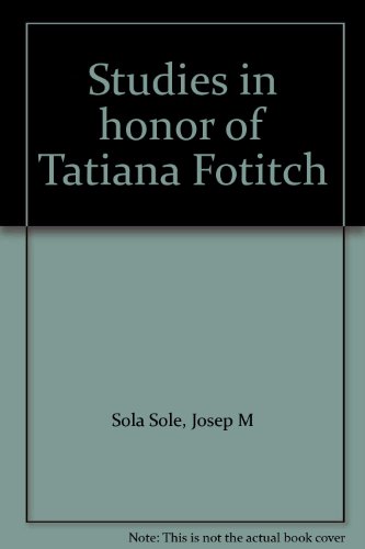 9780813205274: Studies in Honor of Tatiana Fotitch