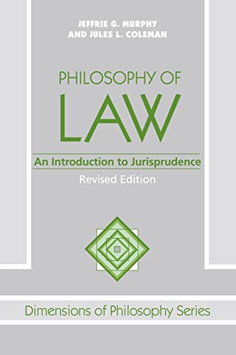 Imagen de archivo de Philosophy Of Law: An Introduction To Jurisprudence (Dimensions of Philosophy Series) a la venta por ZBK Books