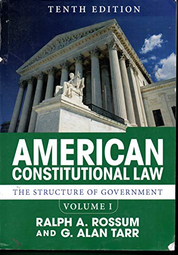 Beispielbild fr American Constitutional Law, Volume I : The Structure of Government zum Verkauf von Better World Books