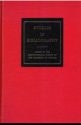 Beispielbild fr Studies in Bibliography (Studies in Bibliography) zum Verkauf von Wonder Book