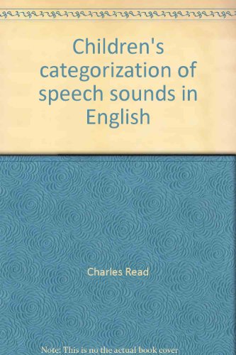 Stock image for Children's Categorization of Speech Sounds in English for sale by Better World Books