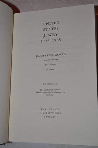 Stock image for United States Jewry, 1776-1985 (1) for sale by West Coast Bookseller