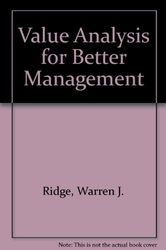 Imagen de archivo de Value Analysis for Better Management a la venta por Better World Books