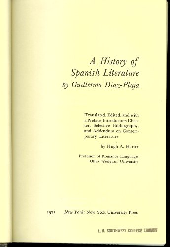 Beispielbild fr A History Of Spanish Literature zum Verkauf von Library House Internet Sales