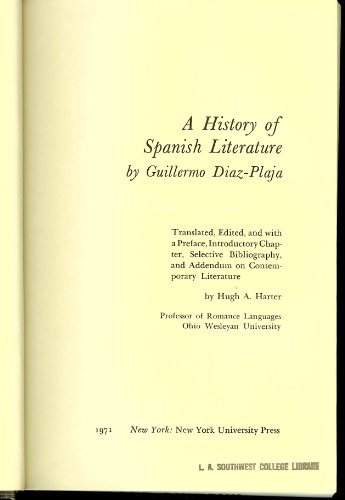 9780814717752: A History of Spanish Literature