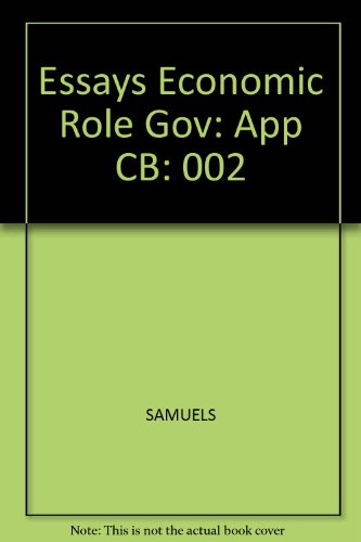 Stock image for Essays in the Economic Role of Government: Applications for sale by Solr Books