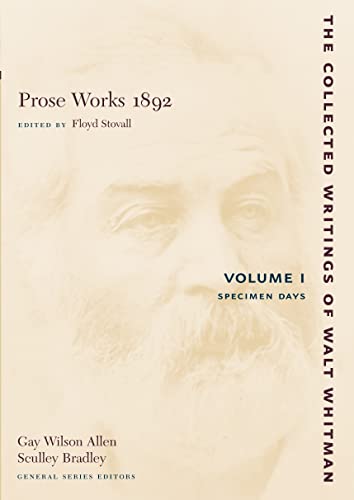 9780814794289: Prose Works 1892: Speciman Days: Specimen Days