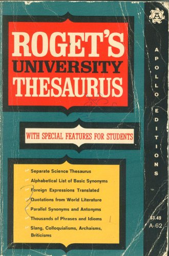 Imagen de archivo de Roget's University Thesaurus a la venta por Better World Books