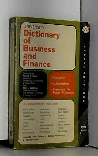 Stock image for University Dictionary of Business and Finance for sale by Wonder Book