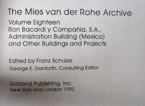 9780815301196: Ron Bacardi y Compania, S. A., Administration Building (Mexico) & Other Buildings & Projects (MEXICO AND OTHER BUILDINGS AND PROJECTS)