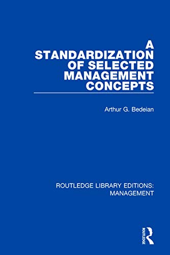 Stock image for A Standardization of Selected Management Concepts for sale by Blackwell's