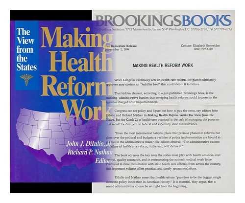 Beispielbild fr Making Health Reform Work: The View from the States zum Verkauf von Wonder Book