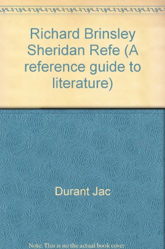 Stock image for Richard Brinsley Sheridan, a Reference Guide for sale by Sessions Book Sales