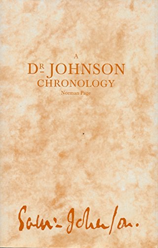 Stock image for A Dr Johnson Chronology for sale by Second Story Books, ABAA