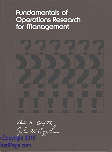 Imagen de archivo de Fundamentals of Operations Research for Management a la venta por Better World Books