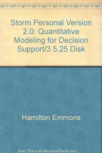 Imagen de archivo de Storm Personal Version 2.0: Quantitative Modeling for Decision Support (NO DISKS) a la venta por Colorado's Used Book Store